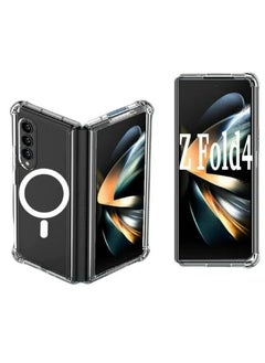 Magnetic Samsung Galaxy Z Fold 4, Magnetic Case, Compatible with MagSafe Wireless Charging, Anti-Scratch Bumper Cover (Clear), TPU - PC  - Image 2