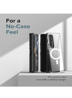 Magnetic Samsung Galaxy Z Fold 4, Magnetic Case, Compatible with MagSafe Wireless Charging, Anti-Scratch Bumper Cover (Clear), TPU - PC  - Image 4