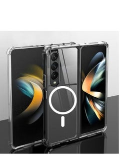 Magnetic Samsung Galaxy Z Fold 4, Magnetic Case, Compatible with MagSafe Wireless Charging, Anti-Scratch Bumper Cover (Clear), TPU - PC  - Image 5