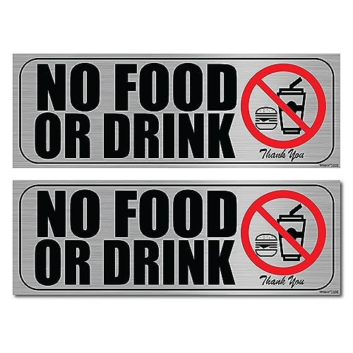 Wrapco (2 Pack) No Food or Drink Allowed Sign Stickers | No Outside Food and Drinks Permitted Inside Sign | Indoor or Outdoor Office Business - Image 1