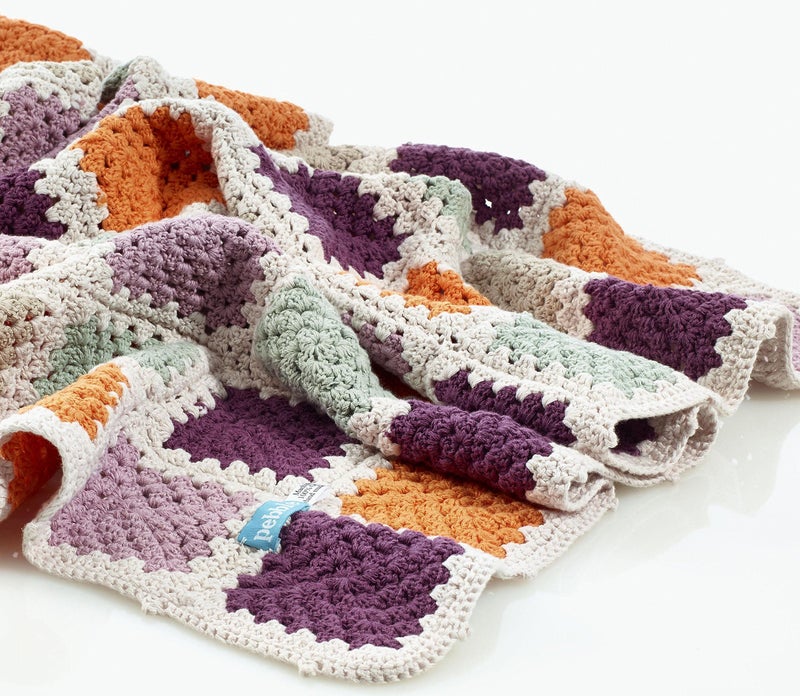 Pebble Handmade Blanket - Purple Granny Square Baby Blanket - Image 3
