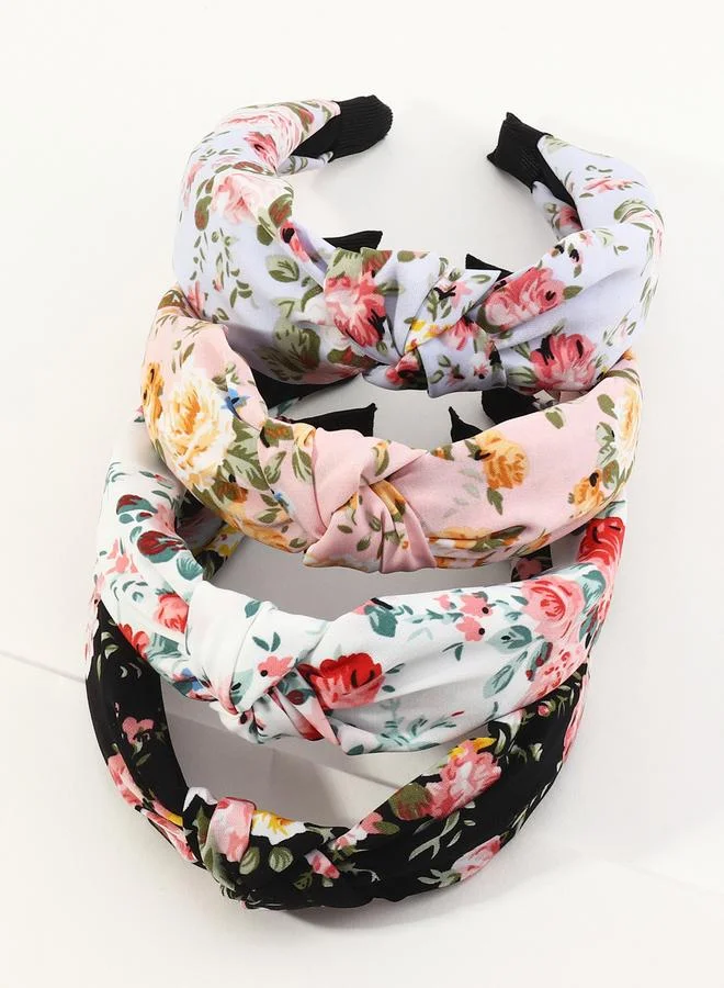 تايك تو Take Two Set of 4 - Floral Printed Twist Headband