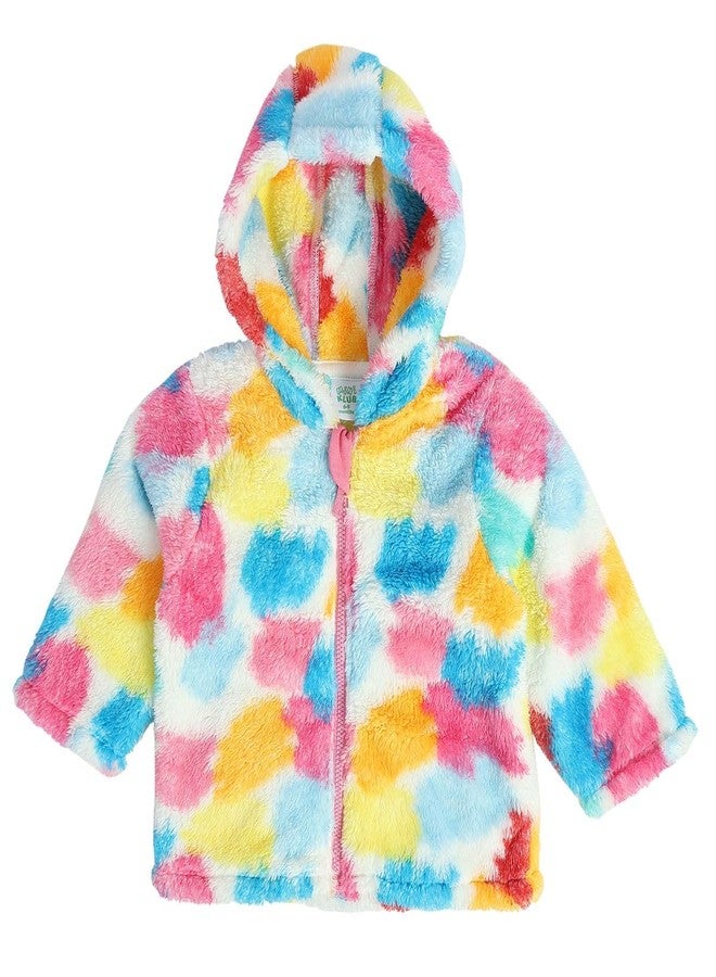 miniklub Baby Girls Round Neck Full Sleeve Multi Color Knit Jacket (6-9M) - Image 1