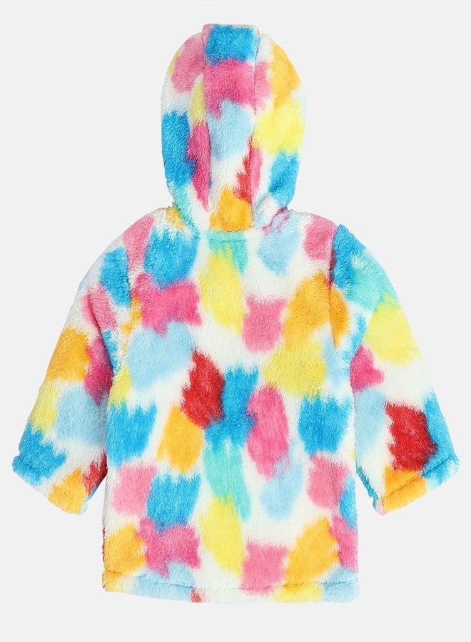 miniklub Baby Girls Round Neck Full Sleeve Multi Color Knit Jacket (6-9M) - Image 2