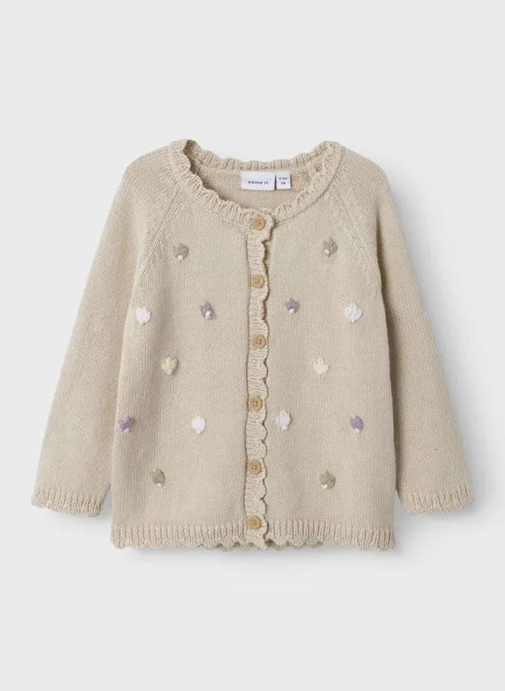 NAME IT Kids Flower Embroidery Cardigan
