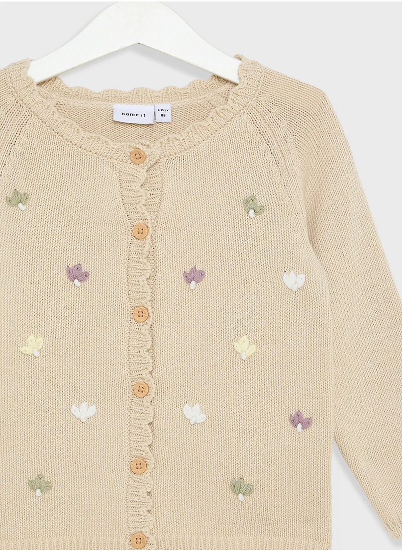 NAME IT Kids Flower Embroidery Cardigan