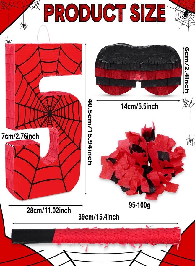 WinnerWhy Number 5 Spider Piñata Bundle with Blindfold and Bat Comic Hero Small Piñata Birthday Party Decoration for Mexican Fiesta Cinco De Mayo Anniversary Celebration Gift, 15.75 x 11 x 2.8 in - Image 2