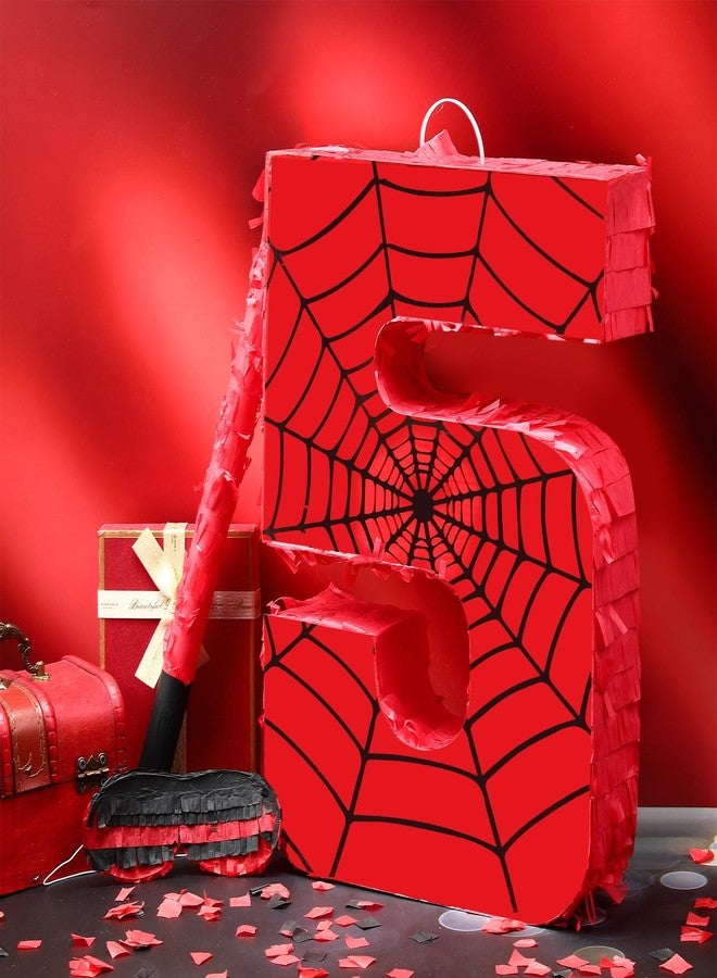 WinnerWhy Number 5 Spider Piñata Bundle with Blindfold and Bat Comic Hero Small Piñata Birthday Party Decoration for Mexican Fiesta Cinco De Mayo Anniversary Celebration Gift, 15.75 x 11 x 2.8 in - Image 3