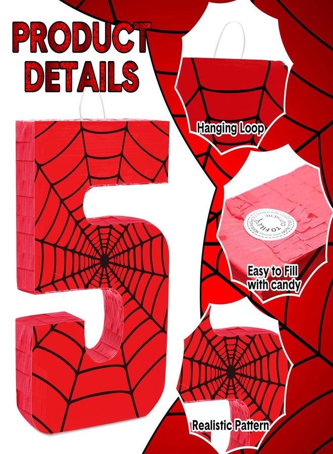 WinnerWhy Number 5 Spider Piñata Bundle with Blindfold and Bat Comic Hero Small Piñata Birthday Party Decoration for Mexican Fiesta Cinco De Mayo Anniversary Celebration Gift, 15.75 x 11 x 2.8 in - Image 5
