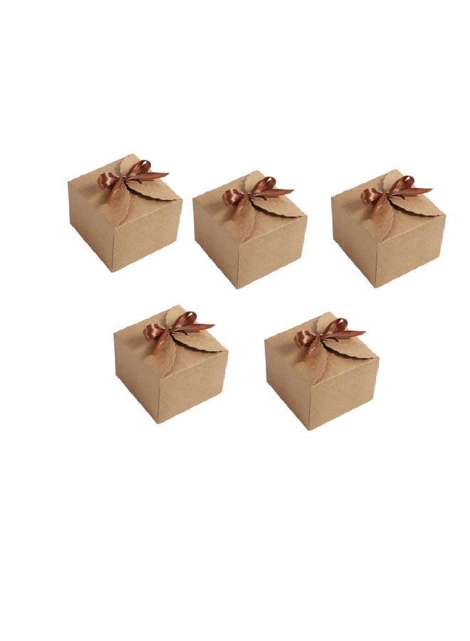 NIBEMINENT 5-Piece Square Kraft Gift Box Brown 