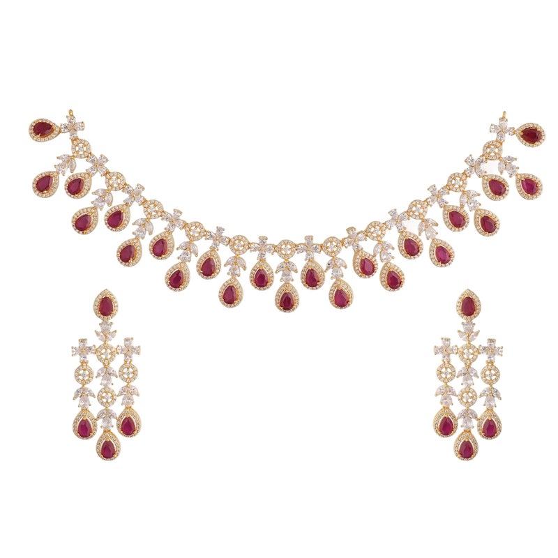 TARINIKA Gold Plated Alina Delicate CZ Necklace Set with Drop Earring Jewelry Sets for Women Perfect for Casual Occasions Classic Indian Necklace Cubic Zirconia, 1 Year Warranty* - Image 1