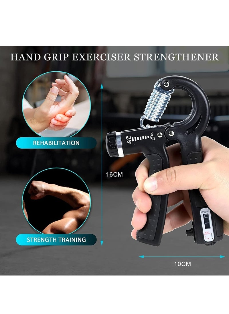 LIMOS Hand Grip Strengthener, 5Pcs Grip Strength Trainer Kit with Finger Exerciser, Hand Extension Exerciser, Stress Relief Ball and Forearm Workout Ring for Muscle Building and Injury Recover  - Image 4