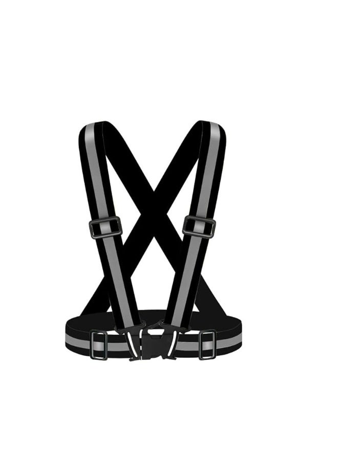 BEYTOR Adjustable Reflective Safety Vest – 360° High Visibility Strap, Lightweight & Breathable Running Cycling Vest, One Size – Black - Image 1