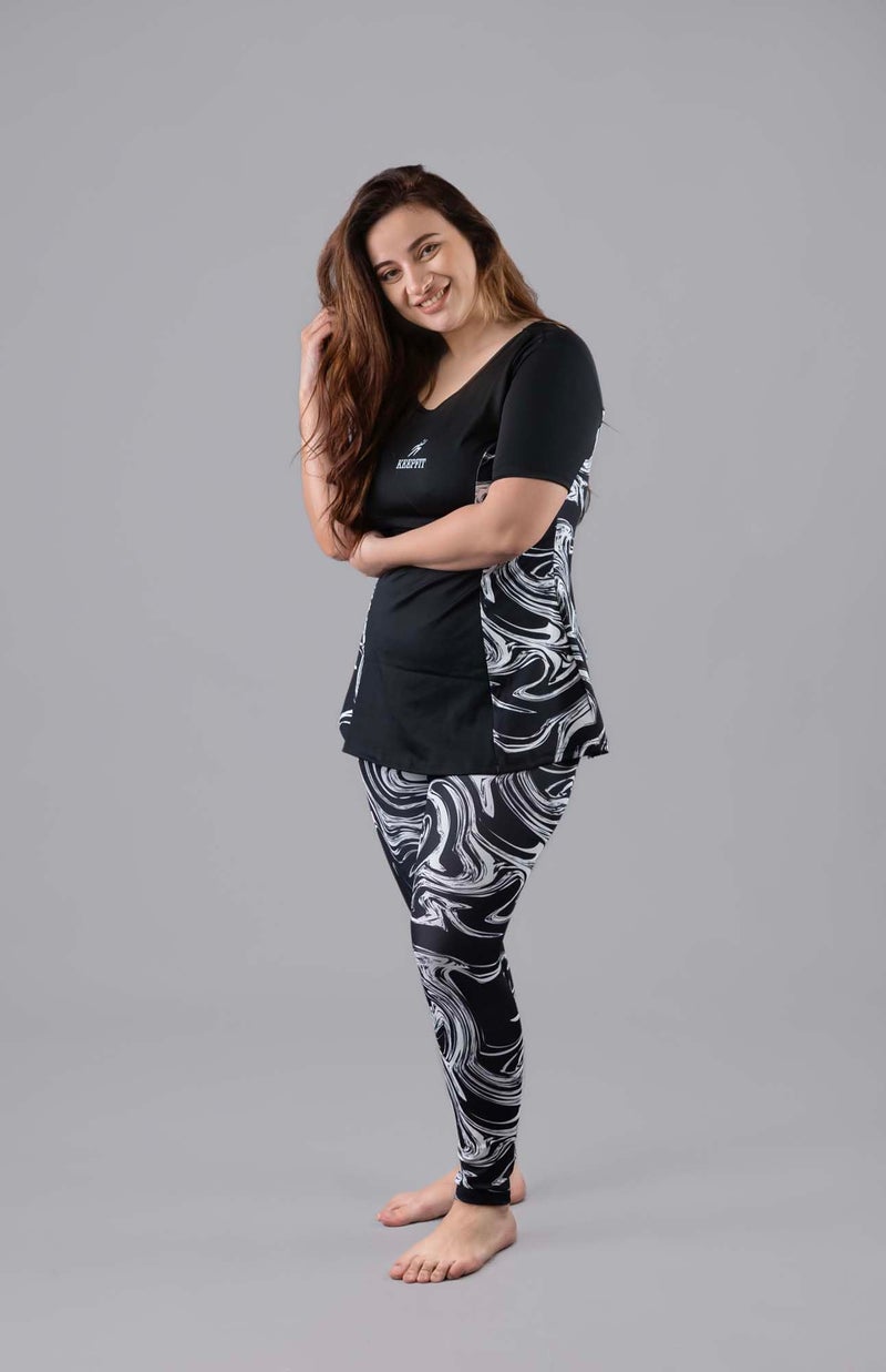 Keepfit Women's Marble Printed 2-Piece Padded Plus Size Swimset |Swimming Suit for Women - Image 4