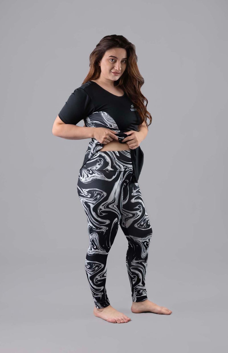 Keepfit Women's Marble Printed 2-Piece Padded Plus Size Swimset |Swimming Suit for Women - Image 5