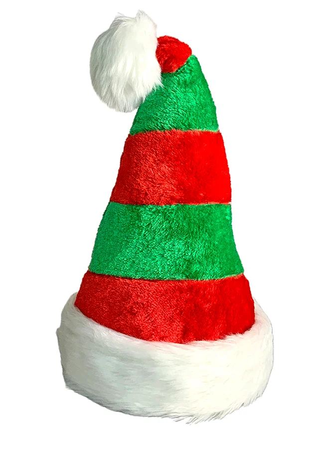 Little Surprise Box Green & Red Stripes Furry Velvet Christmas Party Hat