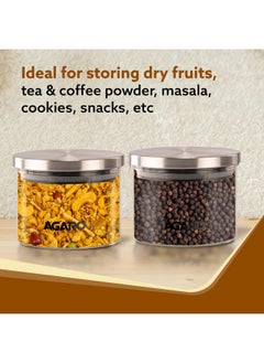 AGARO AGARO Elite Borosilicate Glass Jar 350 ml, Round Shaped, Steel Lid, Microwave, Oven & Freezer Safe, Storage Glass Container, Transparent, Kitchen Organiser, Multipurpose Jar, Pack of 2.  - Image 3