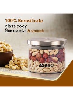 AGARO AGARO Elite Borosilicate Glass Jar 350 ml, Round Shaped, Steel Lid, Microwave, Oven & Freezer Safe, Storage Glass Container, Transparent, Kitchen Organiser, Multipurpose Jar, Pack of 2.  - Image 4