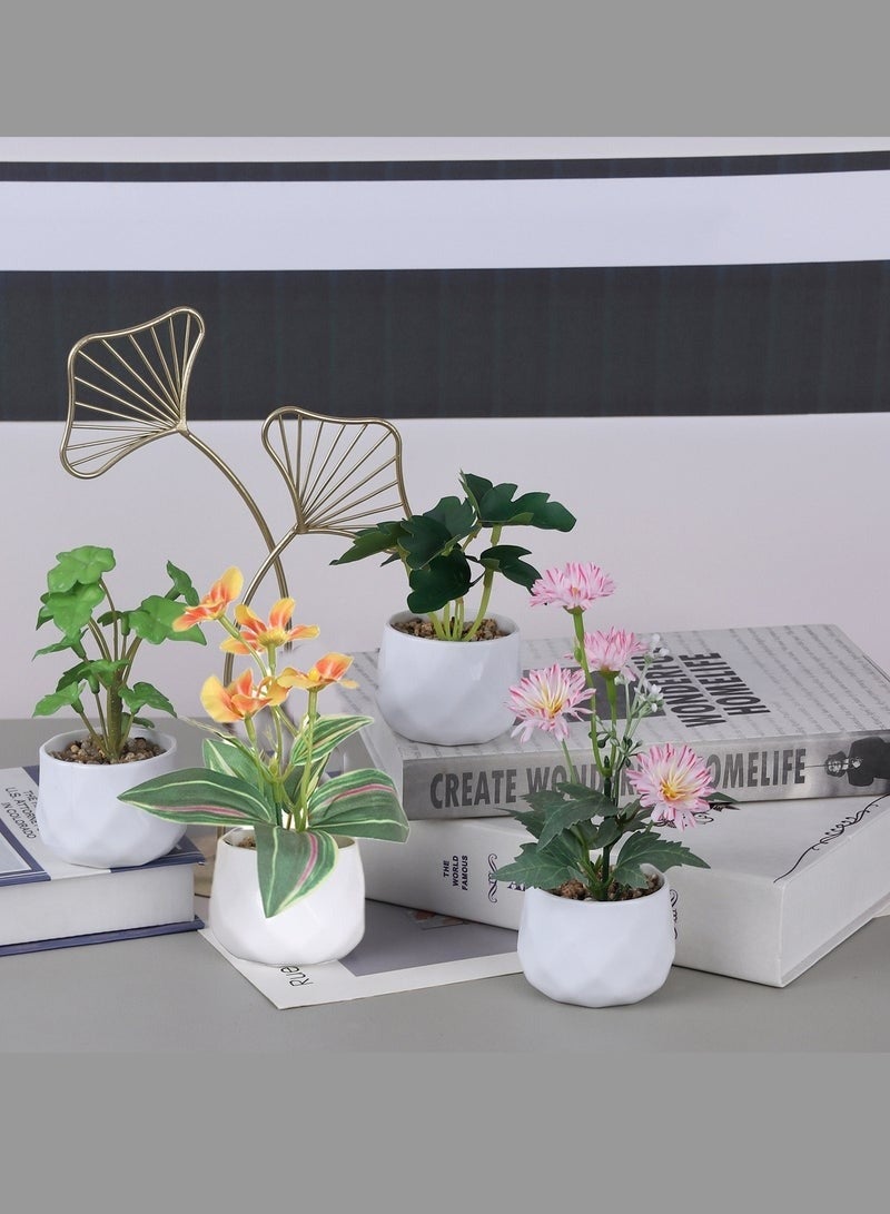 Home Care 4 Pieces Mini Artificial Plants Set Artificial Flower Home Decoration Small Fake Plants for Desk Office Home Bathroom Kitchen Bedroom Faux Plants Fake Flower in Pots GiftRealistic Design – Each artificial plant is crafted with lifelike details to bring natural beauty to any space without maintenance. - Image 2