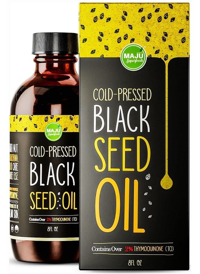 Maju Superfoods - MAJU Black Seed Oil - 3 Times Thymoquinone, Cold-Pressed, 100% Turkish Black Cumin Seed Oil, Liquid Pure Blackseed Oil, Glass Bottle, 8 oz - Image 1