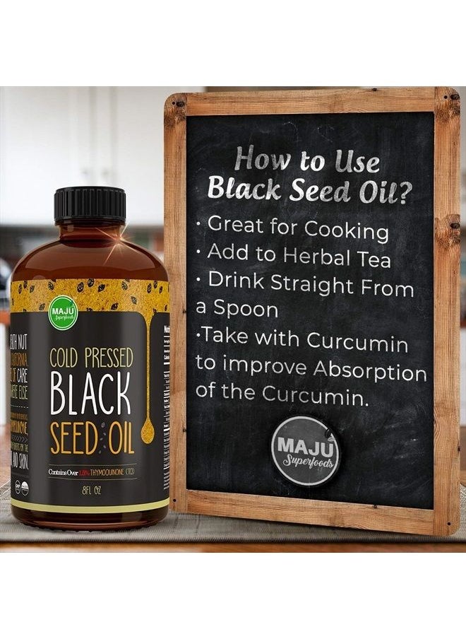 Maju Superfoods - MAJU Black Seed Oil - 3 Times Thymoquinone, Cold-Pressed, 100% Turkish Black Cumin Seed Oil, Liquid Pure Blackseed Oil, Glass Bottle, 8 oz - Image 1