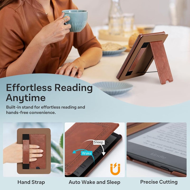 CoBak Lightweight Stand Case for 7" Kindle Paperwhite 12th Gen 2024 and Kindle Colorsoft with Right Hand Strap - Compatible with iPhone MagSafe, for Samsung/Belkin/Anker Wireless Charging Pads - Image 4