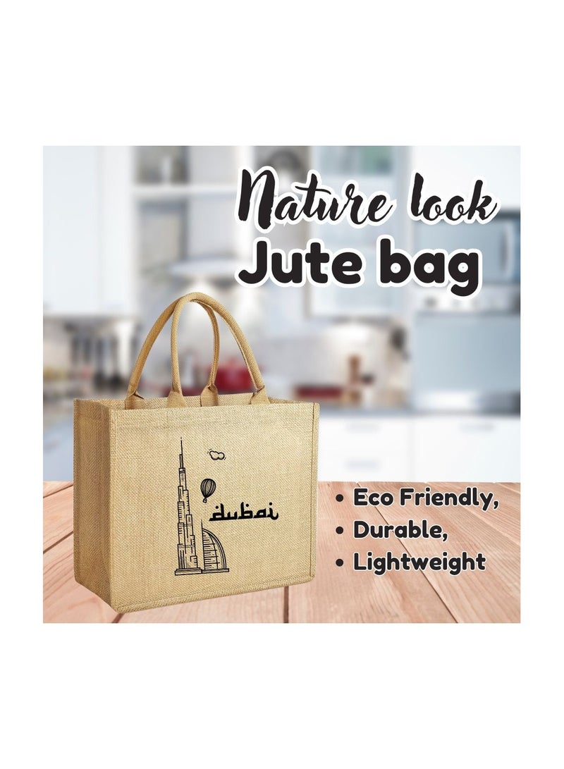 Pack of 2 Jute Tote Bags – Eco-Friendly Reusable and Grocery Bags with Double-Sided Printed - Ideal for Groceries,Beach,and Daily Essentials - Image 3