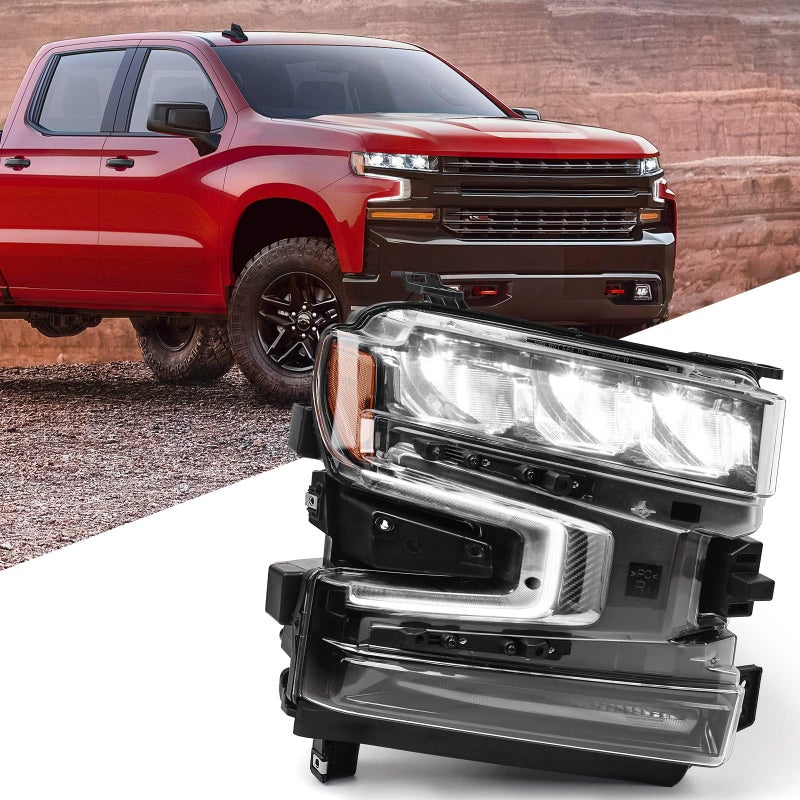 Huray LED Headlight Assembly for Chevy Silverado 20192022  LED DRL Head Lamp Accessory Passenger Side