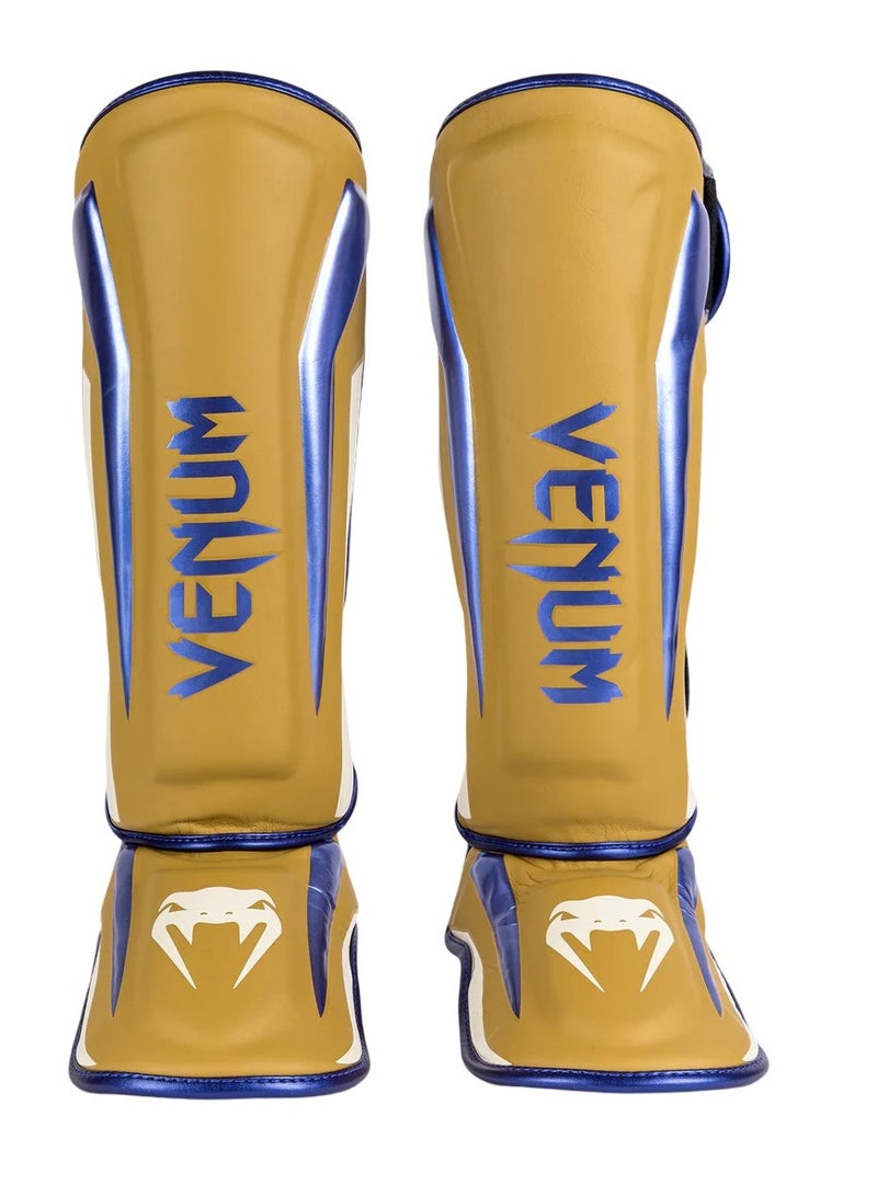 Elite Standup Shinguards Mustard/Cream/Metalic Blue