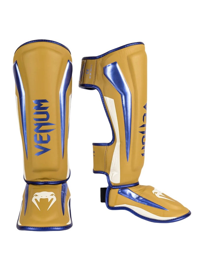 Elite Standup Shinguards Mustard/Cream/Metalic Blue