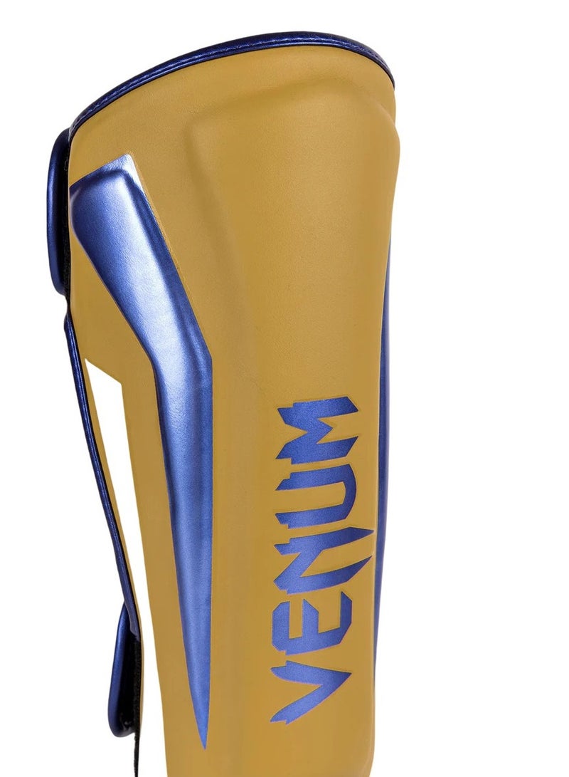 Elite Standup Shinguards Mustard/Cream/Metalic Blue