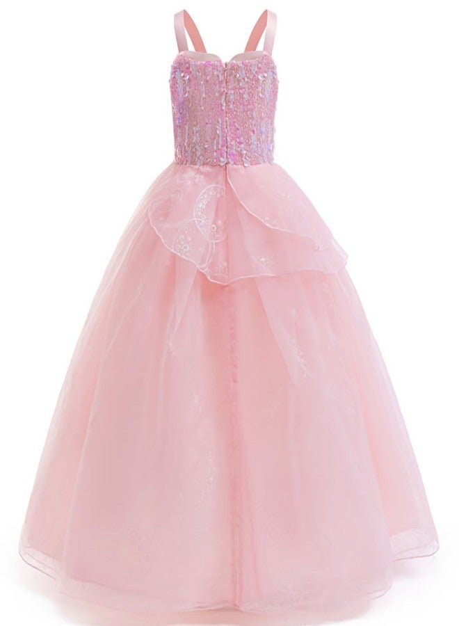 Szytypyl Princess Glinda Costume for Girls Witch Pink Sequins Tulle Dress Up - Image 2
