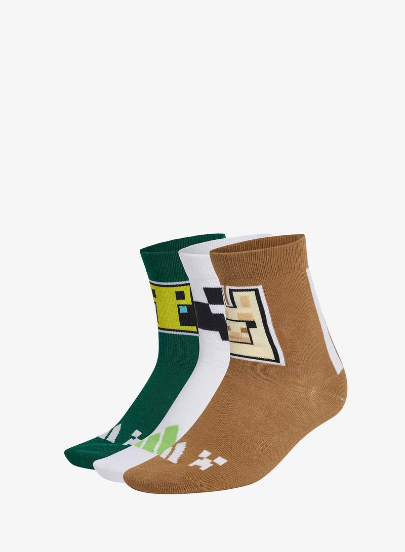Adidas Youth 3 Pack Minecraft Socks - Image 1