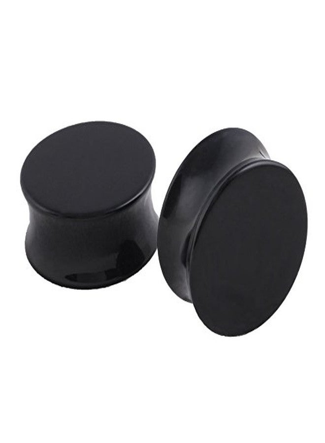 HQLA 1 Pair Natural Obsidian Stone Double Flared Flesh Tunnels Ear Plugs Gauges Stretcher Expander (1"(25mm)) - Image 2