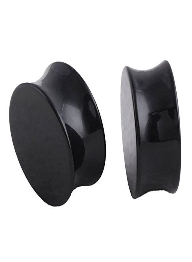 HQLA 1 Pair Natural Obsidian Stone Double Flared Flesh Tunnels Ear Plugs Gauges Stretcher Expander (1"(25mm)) - Image 3