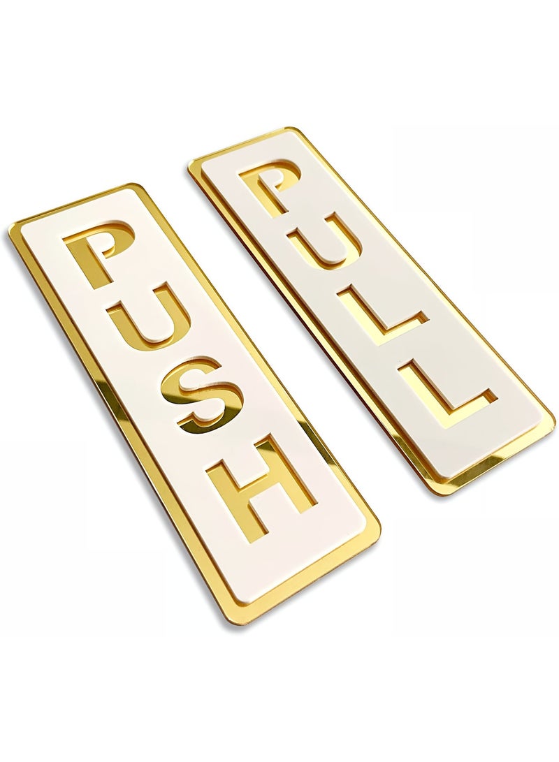 TrustMate Push Pull Door Sign Set – Double Layer Acrylic Gold Sign, 2x5.9 inch, 3D Cutout Design, Self-Adhesive, Waterproof – for Office, Shop, Restaurant, Coffee Bar - Image 2