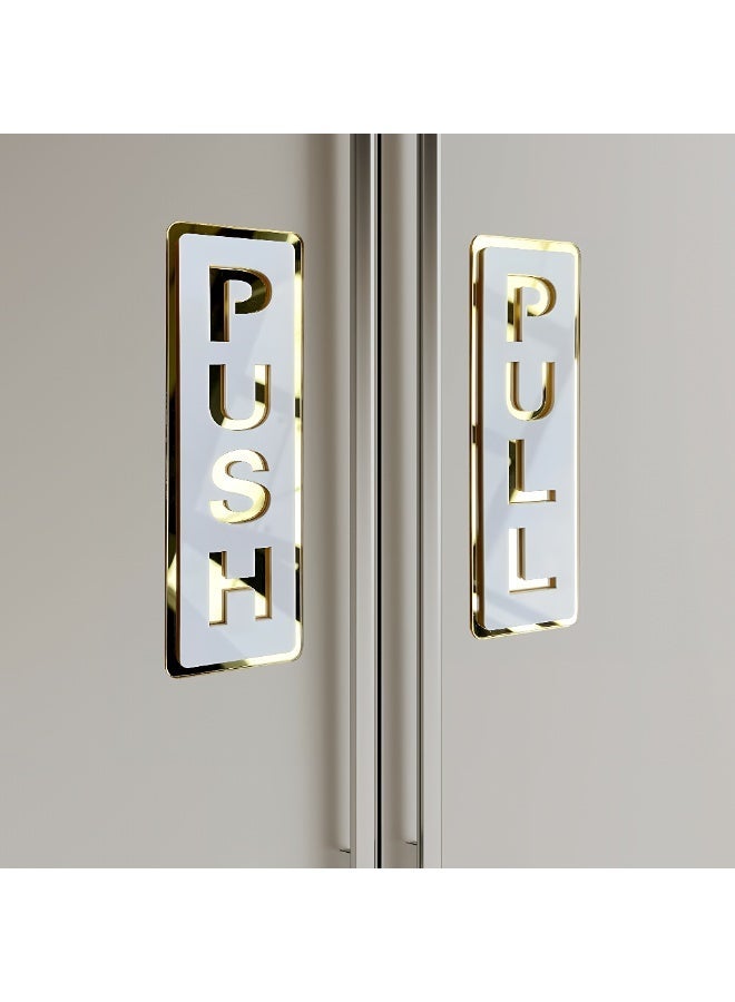 TrustMate Push Pull Door Sign Set – Double Layer Acrylic Gold Sign, 2x5.9 inch, 3D Cutout Design, Self-Adhesive, Waterproof – for Office, Shop, Restaurant, Coffee Bar - Image 3