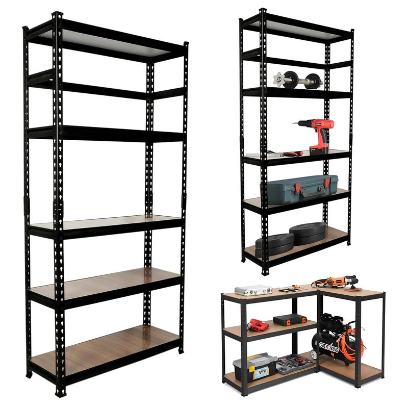 Planet 5 Tier Adjustable ShelfMultipurpose Boltless RackShelfLaminated Natural Iron Wall ShelfStorage RackTool Organiser Wooden Display ShelfHome and Kitchen Storage RackShoe Organizer Brown - Image 1