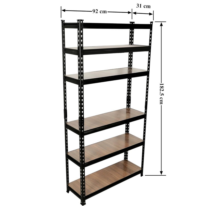Planet 5 Tier Adjustable ShelfMultipurpose Boltless RackShelfLaminated Natural Iron Wall ShelfStorage RackTool Organiser Wooden Display ShelfHome and Kitchen Storage RackShoe Organizer Brown - Image 3