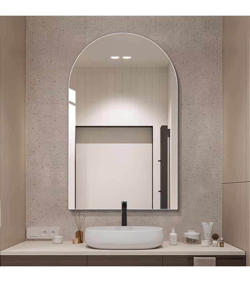 High Definition Acrylic Bathroom Mirror Scratch Resistant Arched Design Dressing Table Makeup Mirror Wardrobe Mirror Self Adhesive Lightweight 40cm 50cm - Image 1