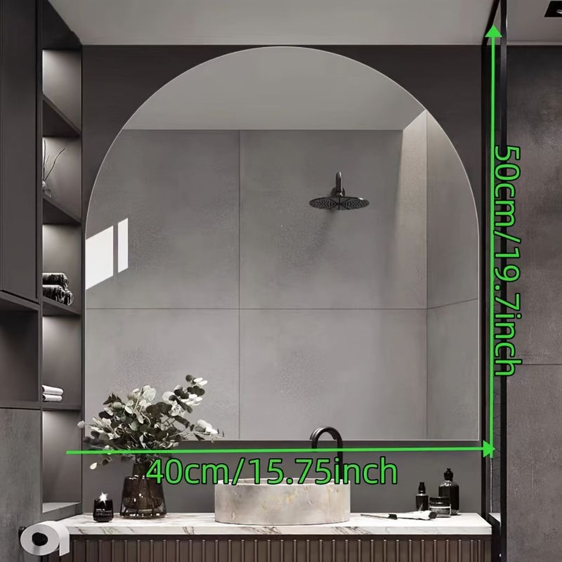 High Definition Acrylic Bathroom Mirror Scratch Resistant Arched Design Dressing Table Makeup Mirror Wardrobe Mirror Self Adhesive Lightweight 40cm 50cm - Image 3