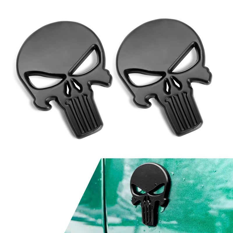 Dogary 2 PCS Car Skull Sticker Decals 3D Stereo Metal Skeleton Decorative Sticker Scratchcover Selfadhesive Exterior Badge Accessory for Most VehiclesBlack - Image 3