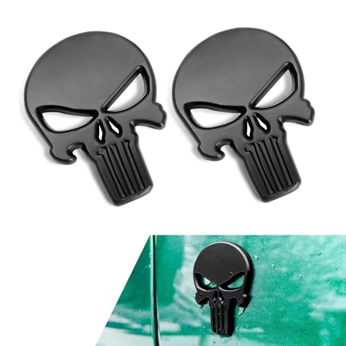Dogary 2 PCS Car Skull Sticker Decals 3D Stereo Metal Skeleton Decorative Sticker Scratchcover Selfadhesive Exterior Badge Accessory for Most VehiclesBlack - Image 1