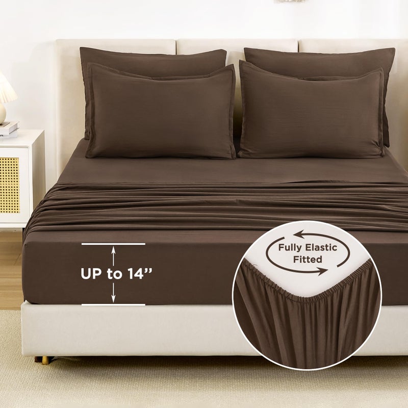 Litanika Litanika King Size Comforter Set Brown - 7 Pieces Bed in a Bag King Beddding Comforter Sets  Solid Lightweight Bed Set with Comforter  Sheets  Pillowcases & Shams  - Image 5