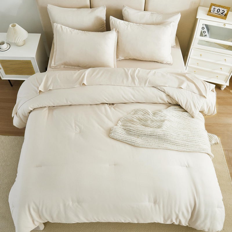 Litanika Litanika King Size Comforter Set Brown - 7 Pieces Bed in a Bag King Beddding Comforter Sets  Solid Lightweight Bed Set with Comforter  Sheets  Pillowcases & Shams  - Image 4