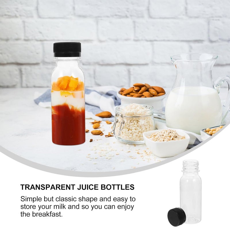 IMIKEYA 10pcs 100ml Milk Bottles with Black Smooth Caps, Refillable Beverage Containers for Juice and Liquid Storage, Portable Drink Bottles for Travel and Daily Use - Image 3