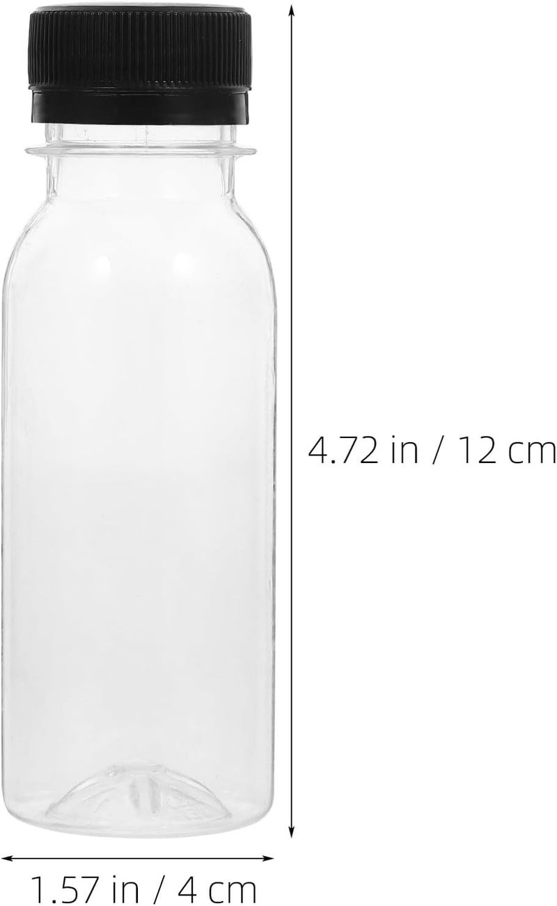 IMIKEYA 10pcs 100ml Milk Bottles with Black Smooth Caps, Refillable Beverage Containers for Juice and Liquid Storage, Portable Drink Bottles for Travel and Daily Use - Image 2