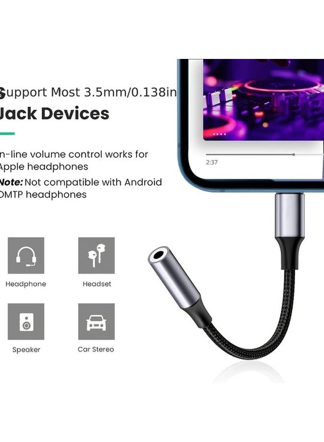 Black Lightning to 35mm Audio Aux Adapter for iPhone 12 13 14 11 XS XR 7 8 - Image 4