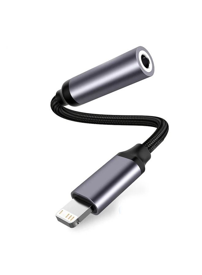 Black Lightning to 35mm Audio Aux Adapter for iPhone 12 13 14 11 XS XR 7 8 - Image 1