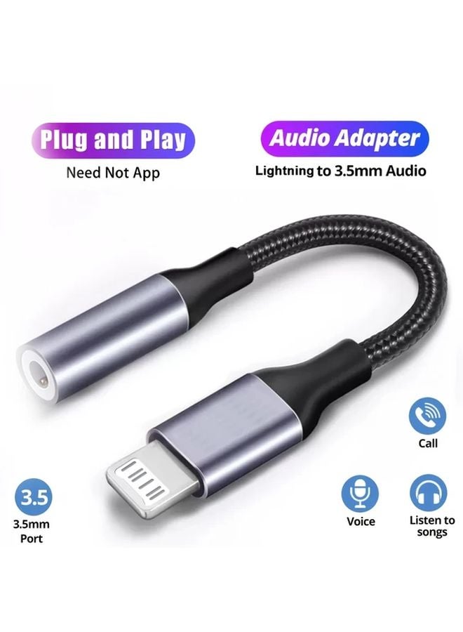 Black Lightning to 35mm Audio Aux Adapter for iPhone 12 13 14 11 XS XR 7 8 - Image 2